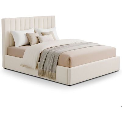 MENZZO Lit Coffre Songe + Sommier Tissu bouclette Beige 180cm - Tissu L189 x P217 x H112 cm Blanc - Publicité MENZZO Lit Coffre Songe + Sommier Tissu bouclette Beige 180cm - Tissu L189 x P217 x H112 cm Blanc - Publicité