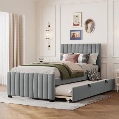 Generic Lit Rembourré 90x190 cm avec Lit Gigogne Lit Simple Plat en Velours Doux pour La Peau Lit Enfant Lit Adolescent Gris Gris - Publicité Generic Lit Rembourré 90x190 cm avec Lit Gigogne Lit Simple Plat en Velours Doux pour La Peau Lit Enfant Lit Adolescent Gris Gris - Publicité