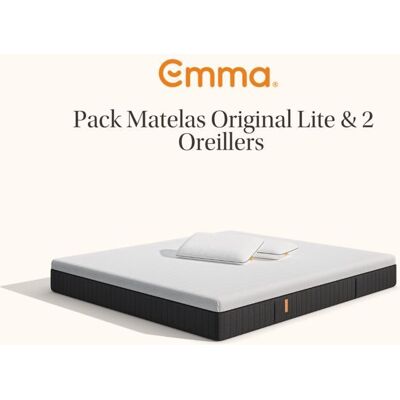 EMMA Pack Matelas Emma Original Lite 140x190 cm + 2 Oreillers Emma Original Adapt Ressorts + Mousse à Mémoire de Forme - Publicité EMMA Pack Matelas Emma Original Lite 140x190 cm + 2 Oreillers Emma Original Adapt Ressorts + Mousse à Mémoire de Forme - Publicité