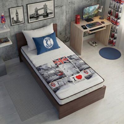 BLUE MOON Matelas mousse 90x190 cm LONDON - Mousse profilée 5 zones de confort - Soutien ferme - epaisseur 15 cm - Fabriqué en Belgique - Publicité BLUE MOON Matelas mousse 90x190 cm LONDON - Mousse profilée 5 zones de confort - Soutien ferme - epaisseur 15 cm - Fabriqué en Belgique - Publicité