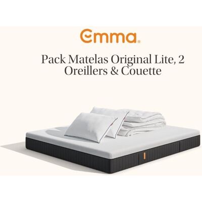 EMMA Pack Matelas Emma Original Lite 160x200 + 2 Oreillers Emma Original Confort + Couette Printemps & Automne - Publicité EMMA Pack Matelas Emma Original Lite 160x200 + 2 Oreillers Emma Original Confort + Couette Printemps & Automne - Publicité