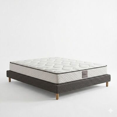 Ensemble lit et matelas - SAMPUR - Cosmos - 200x200 cm - tissu bouclette gris clair - matelas mémoire de forme 21 cm Gris - Publicité Ensemble lit et matelas - SAMPUR - Cosmos - 200x200 cm - tissu bouclette gris clair - matelas mémoire de forme 21 cm Gris - Publicité
