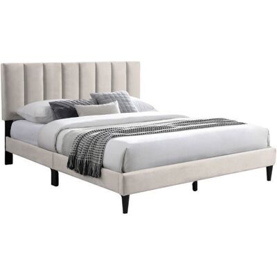 HOME COLLECTIVE Lit adulte 140x200 / 160x200 cm - Lit rembourré avec sommier - Lit double 200x140cm - Tête de lit surpiquée - Tissu 250 g/m² - Beige Beige - Publicité HOME COLLECTIVE Lit adulte 140x200 / 160x200 cm - Lit rembourré avec sommier - Lit double 200x140cm - Tête de lit surpiquée - Tissu 250 g/m² - Beige Beige - Publicité