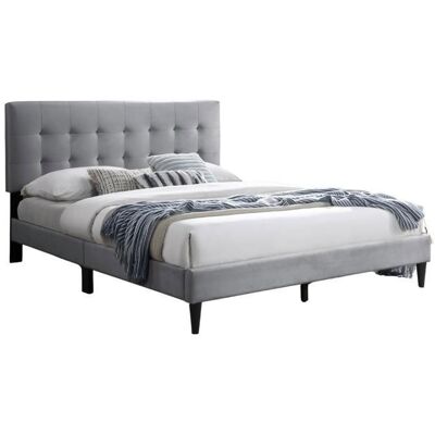 HOME COLLECTIVE Lit adulte 160x200/140x200 cm - Lit rembourré avec sommier - Lit double 200x160cm - Tête de lit matelassée - Tissu 250 g/m² - Gris Gris - Publicité HOME COLLECTIVE Lit adulte 160x200/140x200 cm - Lit rembourré avec sommier - Lit double 200x160cm - Tête de lit matelassée - Tissu 250 g/m² - Gris Gris - Publicité