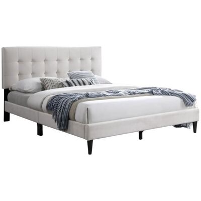 HOME COLLECTIVE Lit adulte 160x200 /140x200 cm - Lit rembourré avec sommier - Lit double 200x160cm - Tête de lit matelassée - Tissu 250 g/m² - Beige Beige - Publicité HOME COLLECTIVE Lit adulte 160x200 /140x200 cm - Lit rembourré avec sommier - Lit double 200x160cm - Tête de lit matelassée - Tissu 250 g/m² - Beige Beige - Publicité