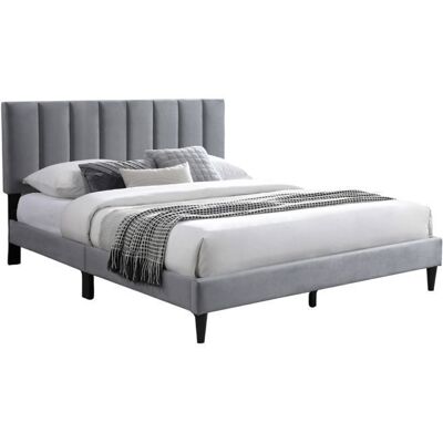 HOME COLLECTIVE Lit adulte 160x200 / 140x200 cm - Lit rembourré avec sommier - Lit double 200x160cm - Tête de lit surpiquée - Tissu 250 g/m² - Gris Gris - Publicité HOME COLLECTIVE Lit adulte 160x200 / 140x200 cm - Lit rembourré avec sommier - Lit double 200x160cm - Tête de lit surpiquée - Tissu 250 g/m² - Gris Gris - Publicité