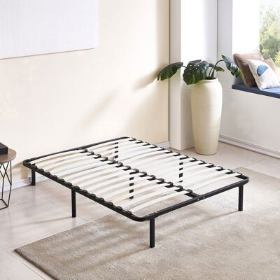SAMPUR Sommier Ecoflex 140x190 cm Cadre de lit métallique Lattes flexibles Zone de soutien au niveau des lombaires 7 Pieds Inclus Noir - Publicité SAMPUR Sommier Ecoflex 140x190 cm Cadre de lit métallique Lattes flexibles Zone de soutien au niveau des lombaires 7 Pieds Inclus Noir - Publicité
