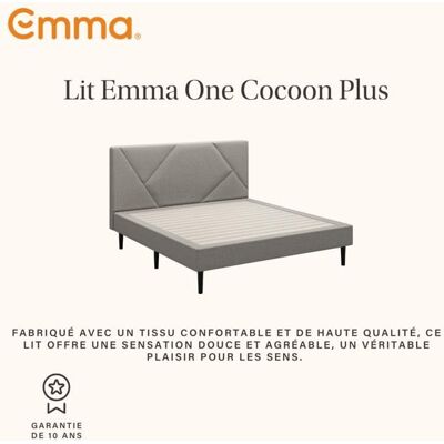 Emma Lit Emma One Cocoon Plus 180x200 cm Tête de lit avec rangement Confort et praticité Design Tissu de haute qualité Gris - Publicité Emma Lit Emma One Cocoon Plus 180x200 cm Tête de lit avec rangement Confort et praticité Design Tissu de haute qualité Gris - Publicité