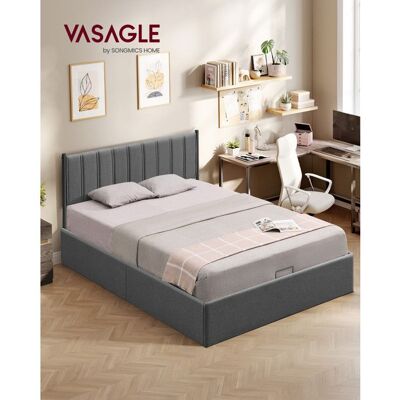 Cadre de Lit - VASAGLE - 160x200 cm - Sommier Relevable - Rangement - Gris Foncé Gris - Publicité Cadre de Lit - VASAGLE - 160x200 cm - Sommier Relevable - Rangement - Gris Foncé Gris - Publicité