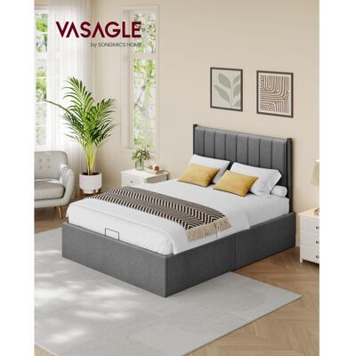 Structure de Lit - VASAGLE - 140x190 cm - Sommier Relevable - Rangement - Gris Foncé Gris - Publicité Structure de Lit - VASAGLE - 140x190 cm - Sommier Relevable - Rangement - Gris Foncé Gris - Publicité