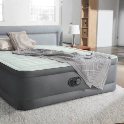 Intex Lit gonflable PremAire blanc et gris Queen Size 152x203x46 cm lit pneumatique lit pneumatique double matelas 93770 Gris - Publicité Intex Lit gonflable PremAire blanc et gris Queen Size 152x203x46 cm lit pneumatique lit pneumatique double matelas 93770 Gris - Publicité