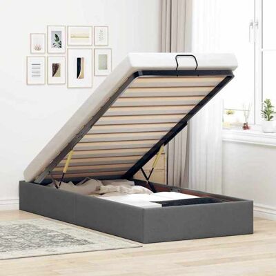 vidaXL Cadre de lit ottoman sans matelas gris foncé 90x190 cm tissu cadre de lit cadre de lit rembourré cadre de lit 3310841 Gris - Publicité vidaXL Cadre de lit ottoman sans matelas gris foncé 90x190 cm tissu cadre de lit cadre de lit rembourré cadre de lit 3310841 Gris - Publicité