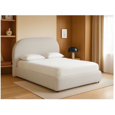 LOUNGITUDE Cadre de lit ROLLY avec coffre en tissu blanc cassé - couchage 140x190cm Blanc - Publicité LOUNGITUDE Cadre de lit ROLLY avec coffre en tissu blanc cassé - couchage 140x190cm Blanc - Publicité