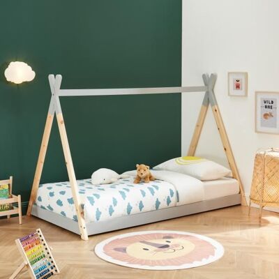 Lit enfant tipi - BAÏTA - Gamme TINY - Gris et pin massif - 90 x 190 sommier inclus Gris - Publicité Lit enfant tipi - BAÏTA - Gamme TINY - Gris et pin massif - 90 x 190 sommier inclus Gris - Publicité