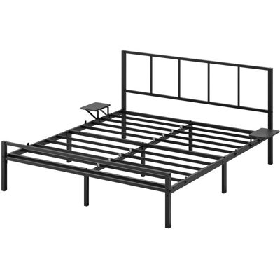 VASAGLE Lit en Métal 160 x 200 cm avec Sommier Structure de Lit Facile à Monter Noir Noir - Publicité VASAGLE Lit en Métal 160 x 200 cm avec Sommier Structure de Lit Facile à Monter Noir Noir - Publicité
