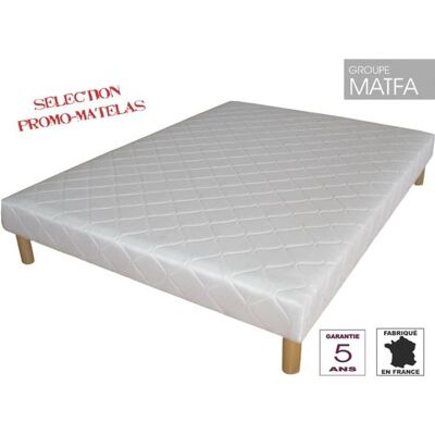 PROMO MATELAS Sommier tapissier à ressorts 160 x 200 + jeu de 4 pieds offerts: Blanc - Publicité PROMO MATELAS Sommier tapissier à ressorts 160 x 200 + jeu de 4 pieds offerts: Blanc - Publicité
