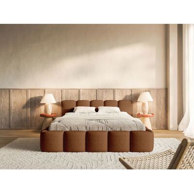 SELSEY Lit coffre – CLOUDY LOW – 160×200 – avec sommier à lattes – chenille hydrophobe – cuivre Marron - Publicité SELSEY Lit coffre – CLOUDY LOW – 160×200 – avec sommier à lattes – chenille hydrophobe – cuivre Marron - Publicité