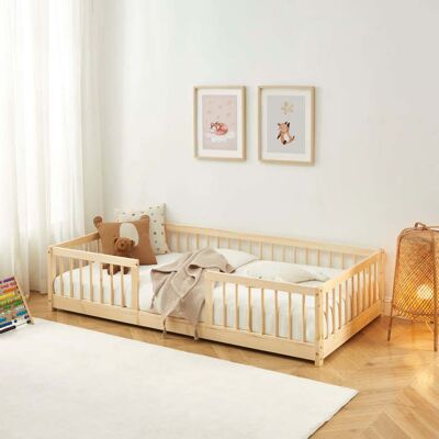 BAÏTA Lit enfant avec barrières EDEN pin massif 90x190 sommier inclus - Bois Marron - Publicité BAÏTA Lit enfant avec barrières EDEN pin massif 90x190 sommier inclus - Bois Marron - Publicité