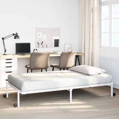 vidaXL Cadre de lit sans matelas pliable blanc 75x190 cm acier 4103964 Blanc - Publicité vidaXL Cadre de lit sans matelas pliable blanc 75x190 cm acier 4103964 Blanc - Publicité