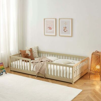 BAÏTA Lit enfant avec barrières EDEN pin massif beige 90x190 sommier inclus Beige - Publicité BAÏTA Lit enfant avec barrières EDEN pin massif beige 90x190 sommier inclus Beige - Publicité