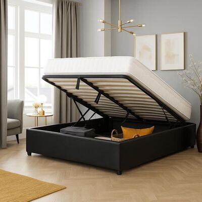 SAMPUR Sommier Coffre Vegas - 200x200 cm - Simili cuir Noir - Grand espace de stockage Noir - Publicité SAMPUR Sommier Coffre Vegas - 200x200 cm - Simili cuir Noir - Grand espace de stockage Noir - Publicité