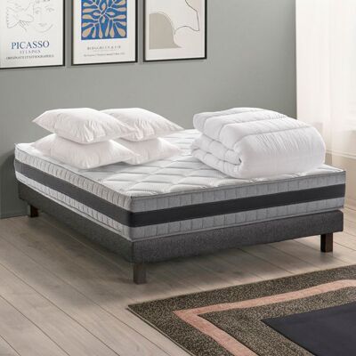 BLUE MOON Pack Relax Matelas Cozy Relax 160x200 cm Double Face + couette + 4 oreillersFabriqué en Belgique. Garantie 7 ans - Publicité BLUE MOON Pack Relax Matelas Cozy Relax 160x200 cm Double Face + couette + 4 oreillersFabriqué en Belgique. Garantie 7 ans - Publicité