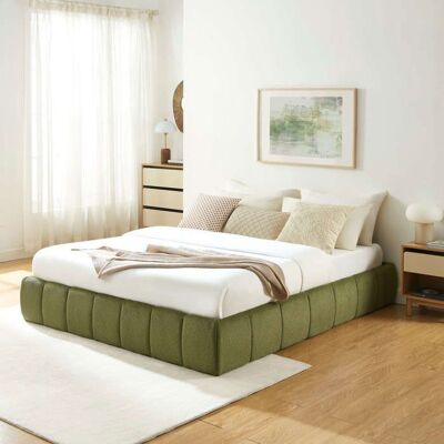 BAÏTA Lit coffre LAVINIA tissu chenille vert 160x200 sommier inclus Vert - Publicité BAÏTA Lit coffre LAVINIA tissu chenille vert 160x200 sommier inclus Vert - Publicité