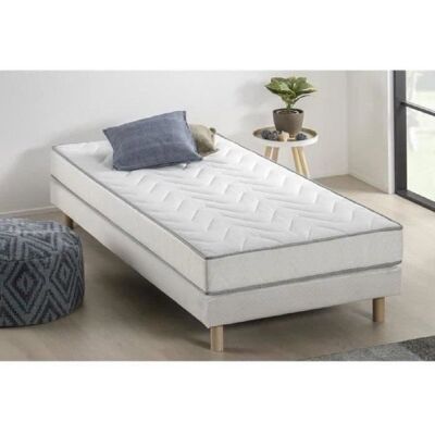 Ensemble matelas + sommier UNELMA 90 x 190 - 5 zones et mémoire de forme - 16 cm - DEKO DREAM Gris - Publicité Ensemble matelas + sommier UNELMA 90 x 190 - 5 zones et mémoire de forme - 16 cm - DEKO DREAM Gris - Publicité
