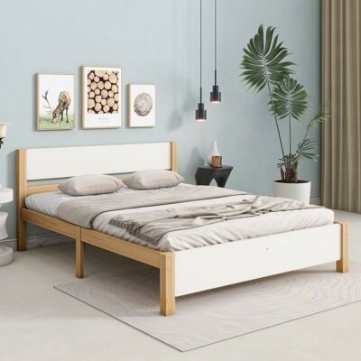 Blueline Structure de lit Haute qualité nouveau design lit double lit en bois cadre en pin avec pied moyen lit pour les jeunes lit pour Blanc - Publicité Blueline Structure de lit Haute qualité nouveau design lit double lit en bois cadre en pin avec pied moyen lit pour les jeunes lit pour Blanc - Publicité