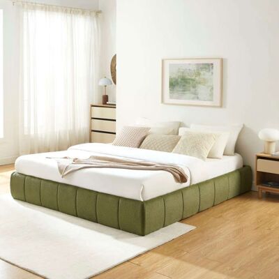 BAÏTA Lit coffre LAVINIA tissu chenille vert 180x200 sommier inclus Vert - Publicité BAÏTA Lit coffre LAVINIA tissu chenille vert 180x200 sommier inclus Vert - Publicité