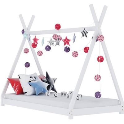 vidaXL Cadre de lit denfant Blanc Bois de pin massif 70x140 cm 283358 Blanc - Publicité vidaXL Cadre de lit denfant Blanc Bois de pin massif 70x140 cm 283358 Blanc - Publicité