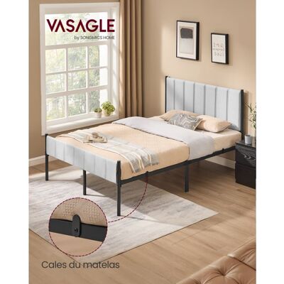 VASAGLE Cadre de Lit Double 140 x 190 cm avec Tête de Lit Rembourrée en Acier Supporte Jusquà 500 kg Gris Tourterelle Gris - Publicité VASAGLE Cadre de Lit Double 140 x 190 cm avec Tête de Lit Rembourrée en Acier Supporte Jusquà 500 kg Gris Tourterelle Gris - Publicité