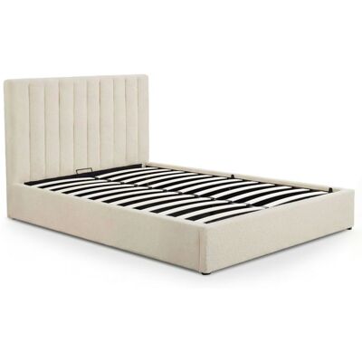 MENZZO Lit Coffre Songe + Sommier Tissu bouclette Beige 140cm - Tissu L148 x P207 x H112 cm Blanc - Publicité MENZZO Lit Coffre Songe + Sommier Tissu bouclette Beige 140cm - Tissu L148 x P207 x H112 cm Blanc - Publicité