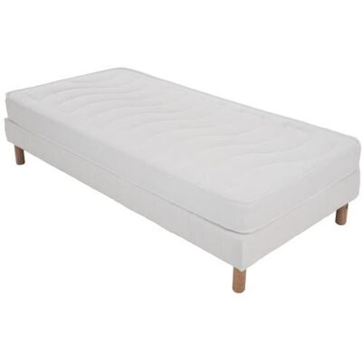 SOMMIER + MATELAS 90x190x15cm Blanc - Publicité SOMMIER + MATELAS 90x190x15cm Blanc - Publicité