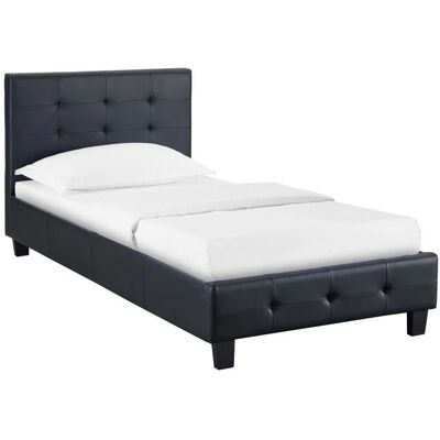 Idimex Lit simple pour adulte ou enfant REVE avec sommier 90x190 cm 1 place/1 personne tête et pied de lit capitonnés en synthétique Noir - Publicité Idimex Lit simple pour adulte ou enfant REVE avec sommier 90x190 cm 1 place/1 personne tête et pied de lit capitonnés en synthétique Noir - Publicité