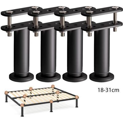 PRESOMA Pieds de lit - pour Sommier à Lattes sans Perçage - Lot de 4 - Noir-Hauteur:18-31 cm-Reglable-Metallique Noir Noir - Publicité PRESOMA Pieds de lit - pour Sommier à Lattes sans Perçage - Lot de 4 - Noir-Hauteur:18-31 cm-Reglable-Metallique Noir Noir - Publicité