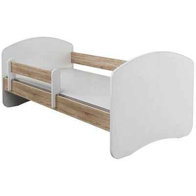 Lit Enfant Bébé 140x70 ACMA - Bois Sonoma - Avec Matelas et Sommier à Lattes - Barrière de Protection Marron - Publicité Lit Enfant Bébé 140x70 ACMA - Bois Sonoma - Avec Matelas et Sommier à Lattes - Barrière de Protection Marron - Publicité