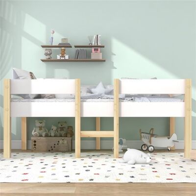 NOBRAND Lit Enfant Garçon-Protection Anti-chute Sécurisée-Bois Pin Massif Robuste-90x200cm Blanc Chêne-Chambre Sereine-sans Matelas Blanc - Publicité NOBRAND Lit Enfant Garçon-Protection Anti-chute Sécurisée-Bois Pin Massif Robuste-90x200cm Blanc Chêne-Chambre Sereine-sans Matelas Blanc - Publicité