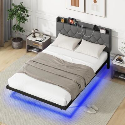 Cadre de Lit Costway 18746932 - Plateforme flottante moderne avec LED - Publicité Cadre de Lit Costway 18746932 - Plateforme flottante moderne avec LED - Publicité