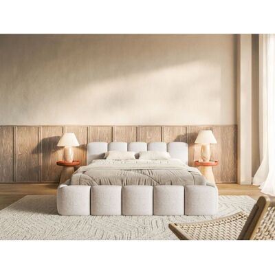 SELSEY Lit rembourré – Cloudy Low – 200x200 cm – beige clair – chenille hydrophobe Beige - Publicité SELSEY Lit rembourré – Cloudy Low – 200x200 cm – beige clair – chenille hydrophobe Beige - Publicité