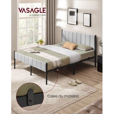 VASAGLE Cadre de Lit Double 160 x 200 cm avec Tête de Lit Rembourrée en Acier Supporte Jusquà 500 kg Gris Tourterelle Gris - Publicité VASAGLE Cadre de Lit Double 160 x 200 cm avec Tête de Lit Rembourrée en Acier Supporte Jusquà 500 kg Gris Tourterelle Gris - Publicité