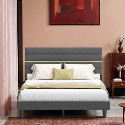VASAGLE Lit complet Convient pour Un Matelas de 160 x 200 cm Tête de Lit Rembourrée Ajustable Moderne Gris Gris - Publicité VASAGLE Lit complet Convient pour Un Matelas de 160 x 200 cm Tête de Lit Rembourrée Ajustable Moderne Gris Gris - Publicité