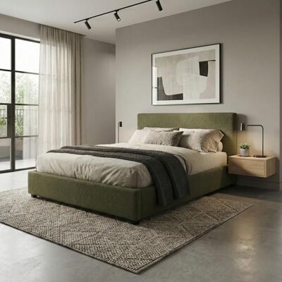 SAMPUR Lit Coffre Versailles 90x190 Cm – Tissu Bouclette Vert – Tête De Lit Incluse – Grand Coffre De Stockage Vert - Publicité SAMPUR Lit Coffre Versailles 90x190 Cm – Tissu Bouclette Vert – Tête De Lit Incluse – Grand Coffre De Stockage Vert - Publicité
