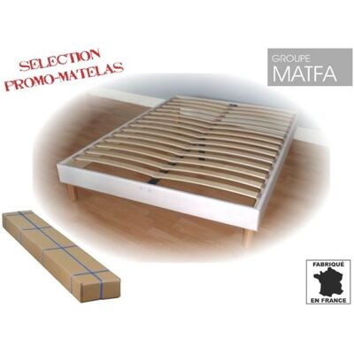 Sommier tapissier à lattes en kit - PROMO MATELAS - 140 x 190 - 14 lattes en multiplis - Blanc - 2 places Blanc - Publicité Sommier tapissier à lattes en kit - PROMO MATELAS - 140 x 190 - 14 lattes en multiplis - Blanc - 2 places Blanc - Publicité