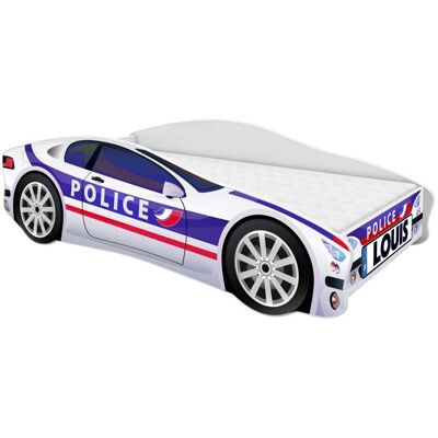 Lit enfant Bébé Toddler avec Matelas Sommier Police Voiture De Course - ACMA - 160x80 cm - Bois - A lattes Blanc - Publicité Lit enfant Bébé Toddler avec Matelas Sommier Police Voiture De Course - ACMA - 160x80 cm - Bois - A lattes Blanc - Publicité