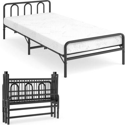 Lit Simple 90 x 200 cm avec Matelas COSTWAY Lit Pliant 1 Personne Tête et Pied de Lit Mousse à Mémoire de Forme Cadre en Métal - Publicité Lit Simple 90 x 200 cm avec Matelas COSTWAY Lit Pliant 1 Personne Tête et Pied de Lit Mousse à Mémoire de Forme Cadre en Métal - Publicité