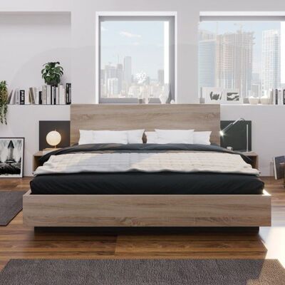 NOBRAND Ensemble Lit Double 160x200cm avec Tables de Nuit Chêne Sonoma et Gris Foncé Chambre Complète Bois Moderne 205.5x235x76.5cm Gris - Publicité NOBRAND Ensemble Lit Double 160x200cm avec Tables de Nuit Chêne Sonoma et Gris Foncé Chambre Complète Bois Moderne 205.5x235x76.5cm Gris - Publicité