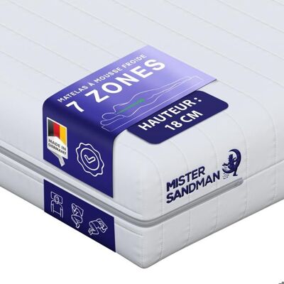 MISTER SANDMAN Matelas 200x190 cm en mousse Epaisseur 18 cm 7 zones de confort Hypoallergénique Réversible 2 faces Soutien ferme ou équilibré - Publicité MISTER SANDMAN Matelas 200x190 cm en mousse Epaisseur 18 cm 7 zones de confort Hypoallergénique Réversible 2 faces Soutien ferme ou équilibré - Publicité