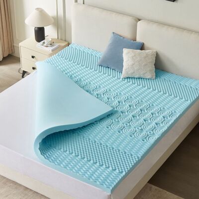 CASABEL Surmatelas 140x190 cm - Mémoire De Forme Zones Ergonomiques Gel Infusé Bleu - 5 cm - Sur-matelas Confort - Publicité CASABEL Surmatelas 140x190 cm - Mémoire De Forme Zones Ergonomiques Gel Infusé Bleu - 5 cm - Sur-matelas Confort - Publicité