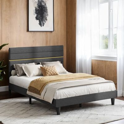 VASAGLE Lit complet Double avec Matelas 140 x 190 cm Mousse Mémoire de Forme Chambre Tête de Lit Ajustable Bleu et Gris Gris - Publicité VASAGLE Lit complet Double avec Matelas 140 x 190 cm Mousse Mémoire de Forme Chambre Tête de Lit Ajustable Bleu et Gris Gris - Publicité